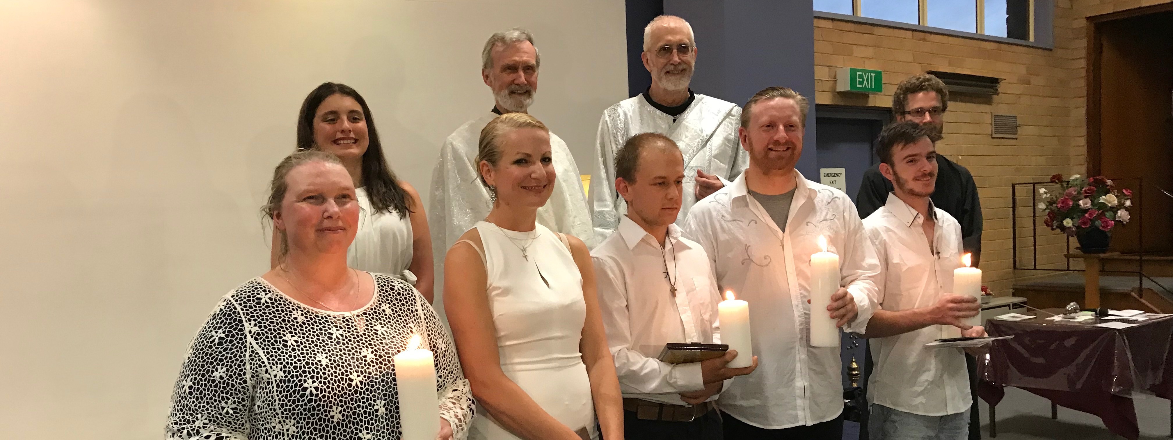 Six newly baptised members of the Holy Orthodox Church